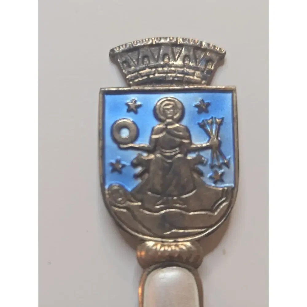 Oslo Norway Souvenir Spoon Enamel Crest 925S Silver Single Flatware Piece